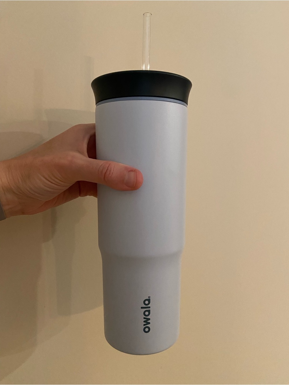 Owala Slim Insulated Tumbler - Light Gray/Blue with Dark Blue Lid 24 oz